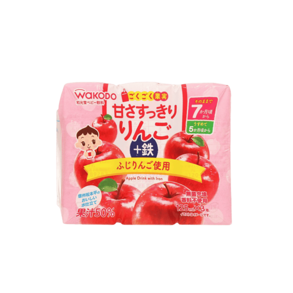WAKODO GOKUGOKUKAJITSU SUKKIRI APPLE + FE (125ML X 3PKT) 375ML (BABY DRINK)
